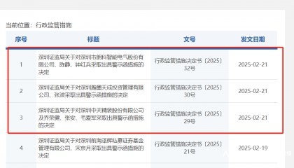 同一日,两家深圳上市公司被深圳证监局出具警示函
