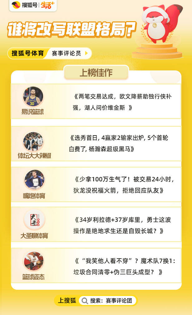 杨瀚森表现像超巨,利拉德库里恐怖组合,詹姆斯要携布朗尼重返骑士?